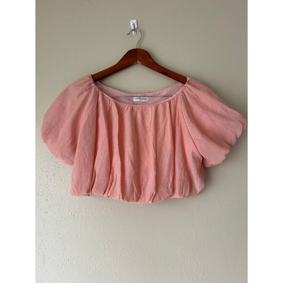 Vestique Peach Short Sleeve Cropped Bubble Top Size Small - Picture 5 of 10